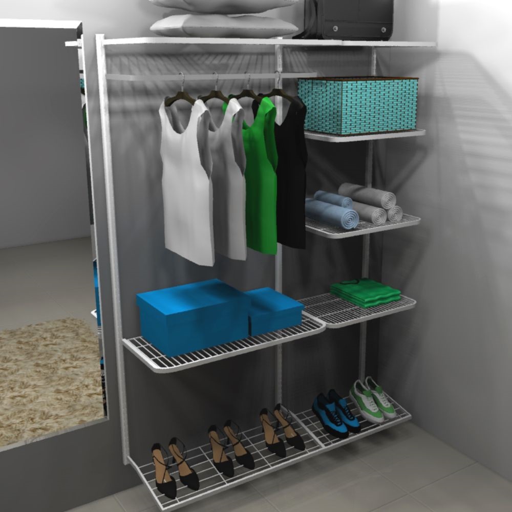 Kit Closet Cabideiro/Prateleiras/Sapateira - 150 x 200 cm