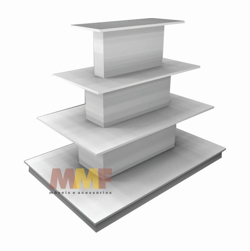 Estante Pirâmide Central em MDF 4 Níveis - 135 x 110 cm Cor Branco