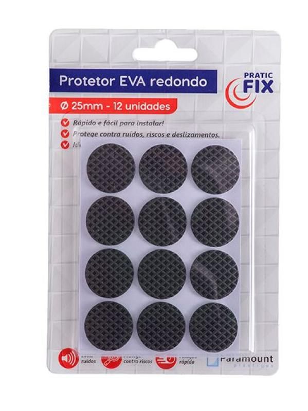 Protetor Eva Adesivo Redondo 25 mm Com 12 Unidades