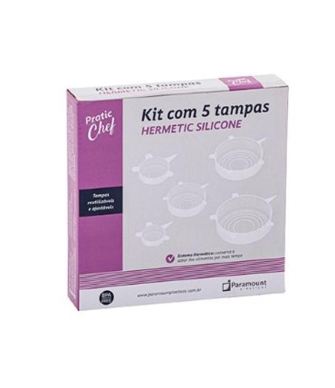 Kit Com 5 Tampas Hermetic Silicone