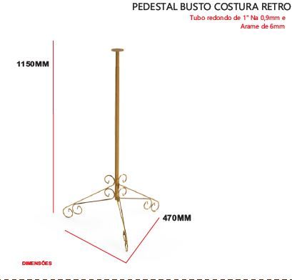 Pedestal para Busto de Costura Ouro Velho Retro