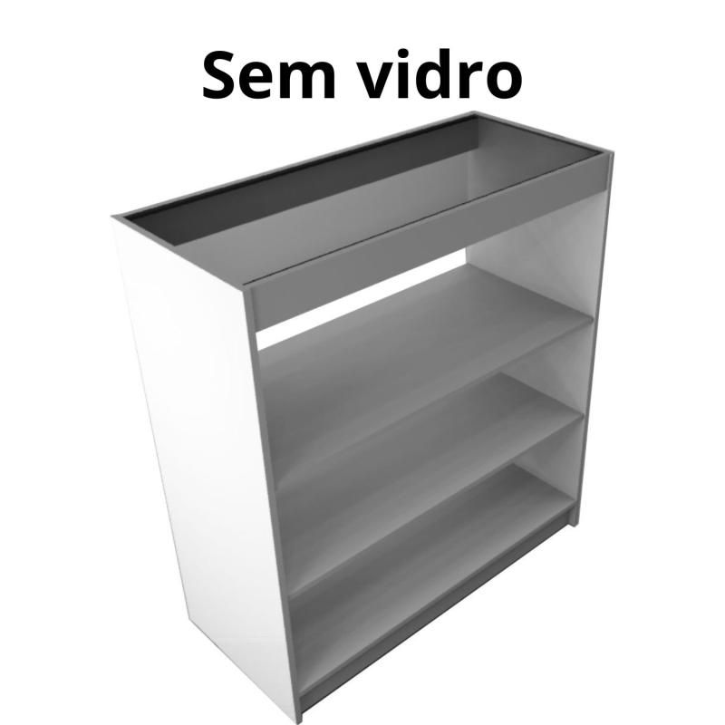 Balcão Reto Prateleira SEM Vidro - 100 x 110 x 45 cm  em MDF