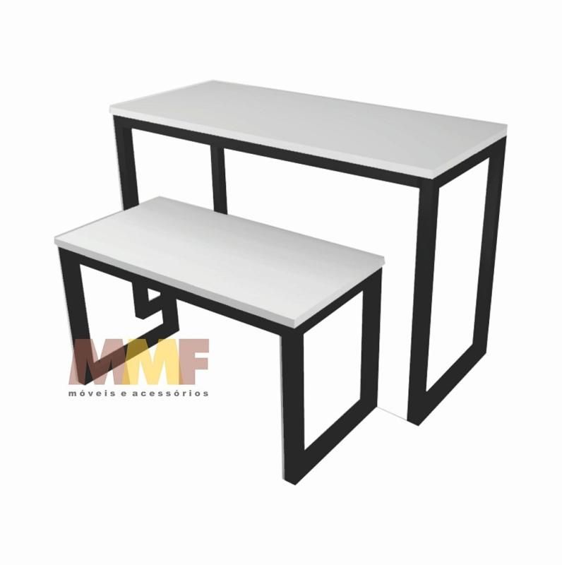 Conj. Mesa Valorização 120x80x50cm BRANCO, Mdf  Cor Branco