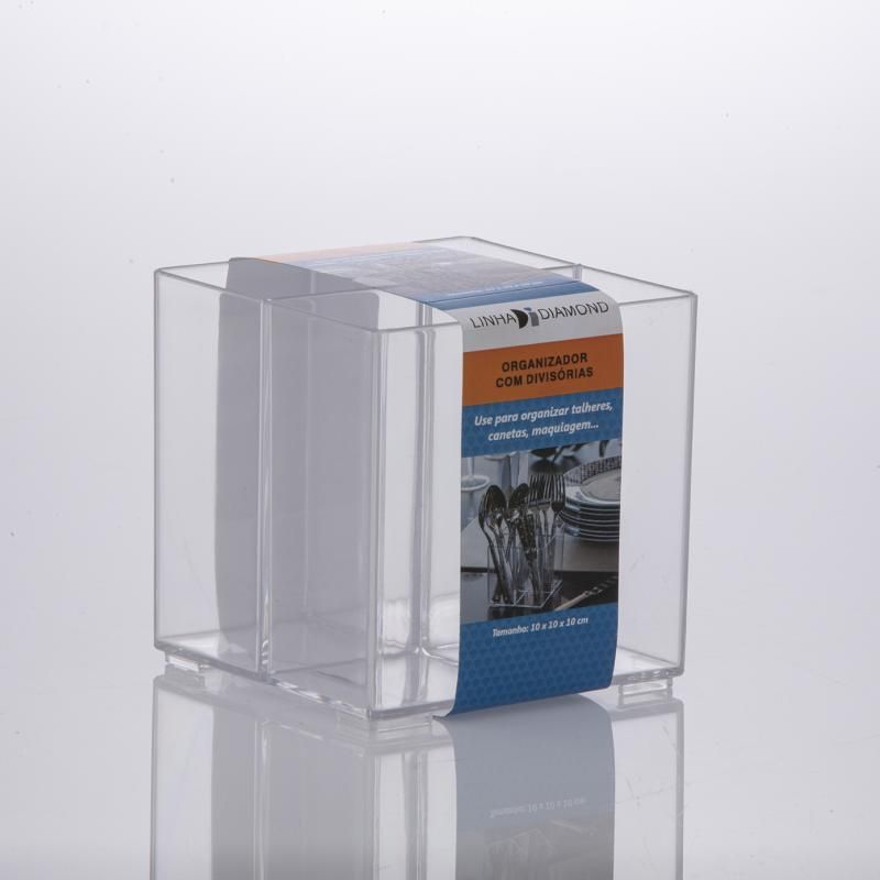 Organizador Diamond Com Divisorias 10X10X10 Cm cristal